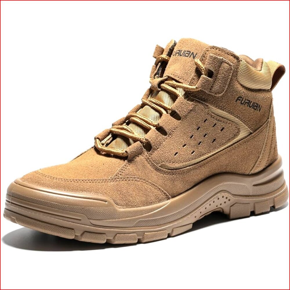 Steel Toe Work Boots Slip Resistant Waterproof Suede Lace Up